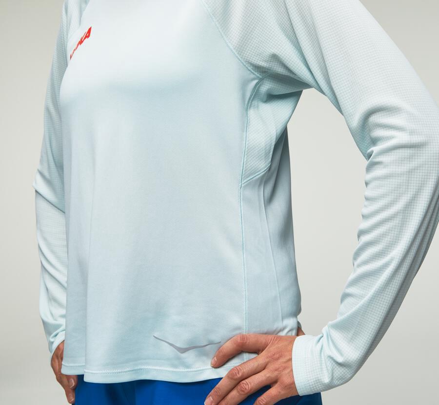 Hoka One One Top Dame - Performance Lang Sleeve - Blå - 724690HKW